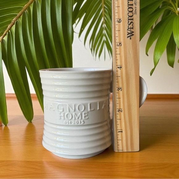 Magnolia Home Embossed Ceramic Mug – Ribbed White Stoneware - Picture 8 of 11